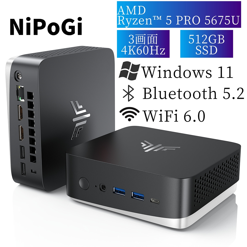 新品 ミニ デスクトップPC NiPoGi AM16 R5 Win11