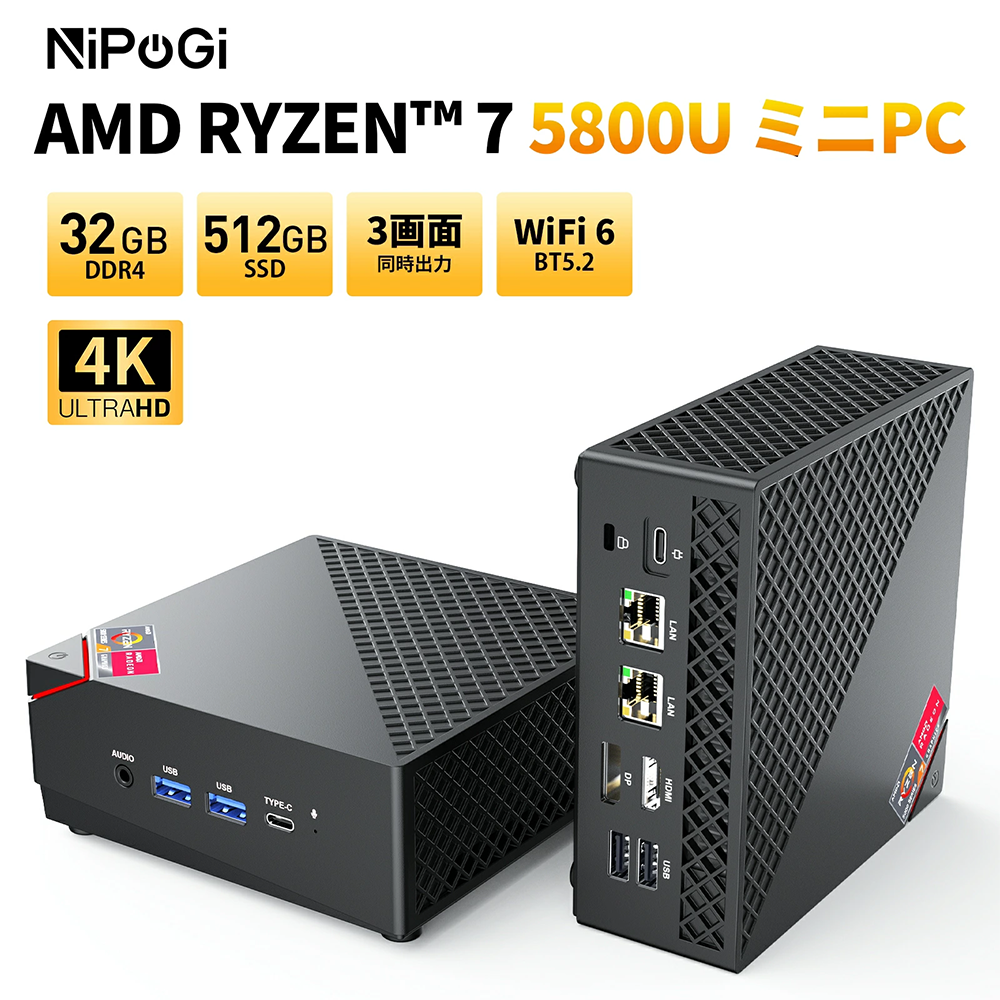 新品 ミニ デスクトップパソコン NiPoGi AM06 Ryzen7 Windows11