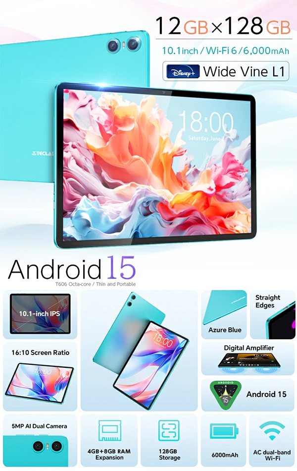 タブレット TECLAST P30 Android15 10.1型 Wi-Fi6