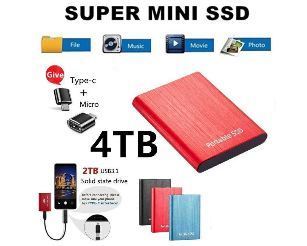 外付け ポータブルSSD 500G 1TB 2TB 4TB USB3.1 Type-C