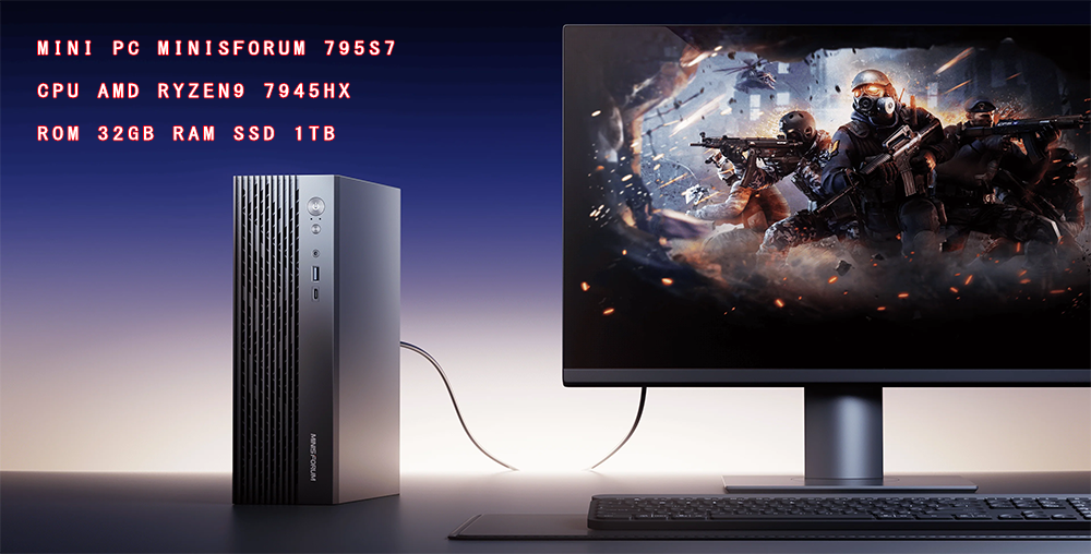 新品 ミニデスクトップパソコン PC MINISFORUM 795S7 AMD Ryzen9 7945HX Windows11
