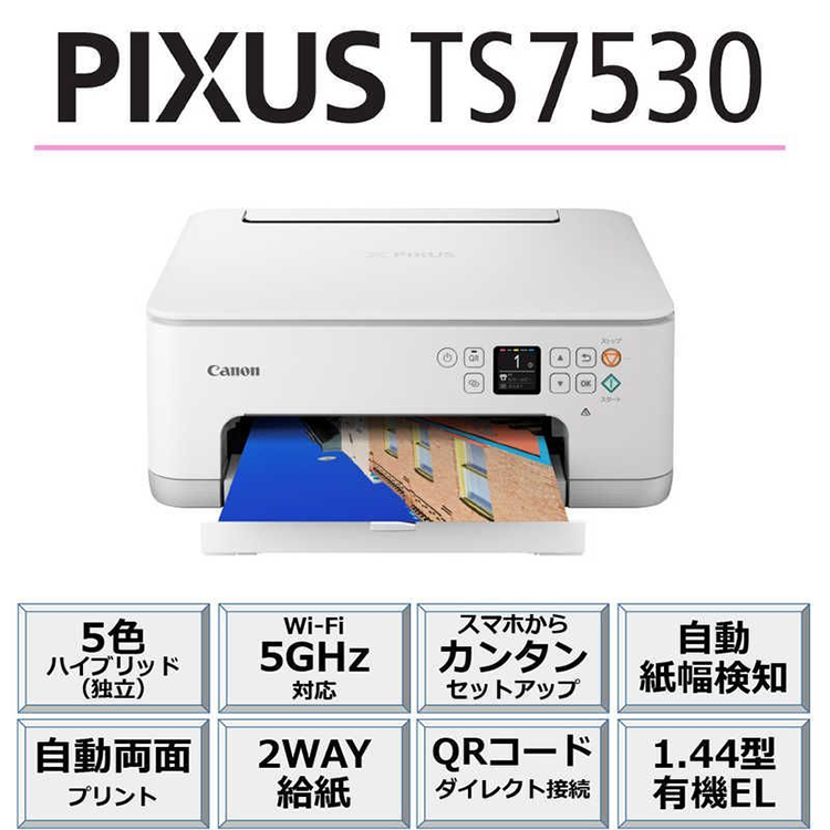 新品 A4 CANON キヤノン PIXUS TS7530WH インクジェット 複合機 ホワイト