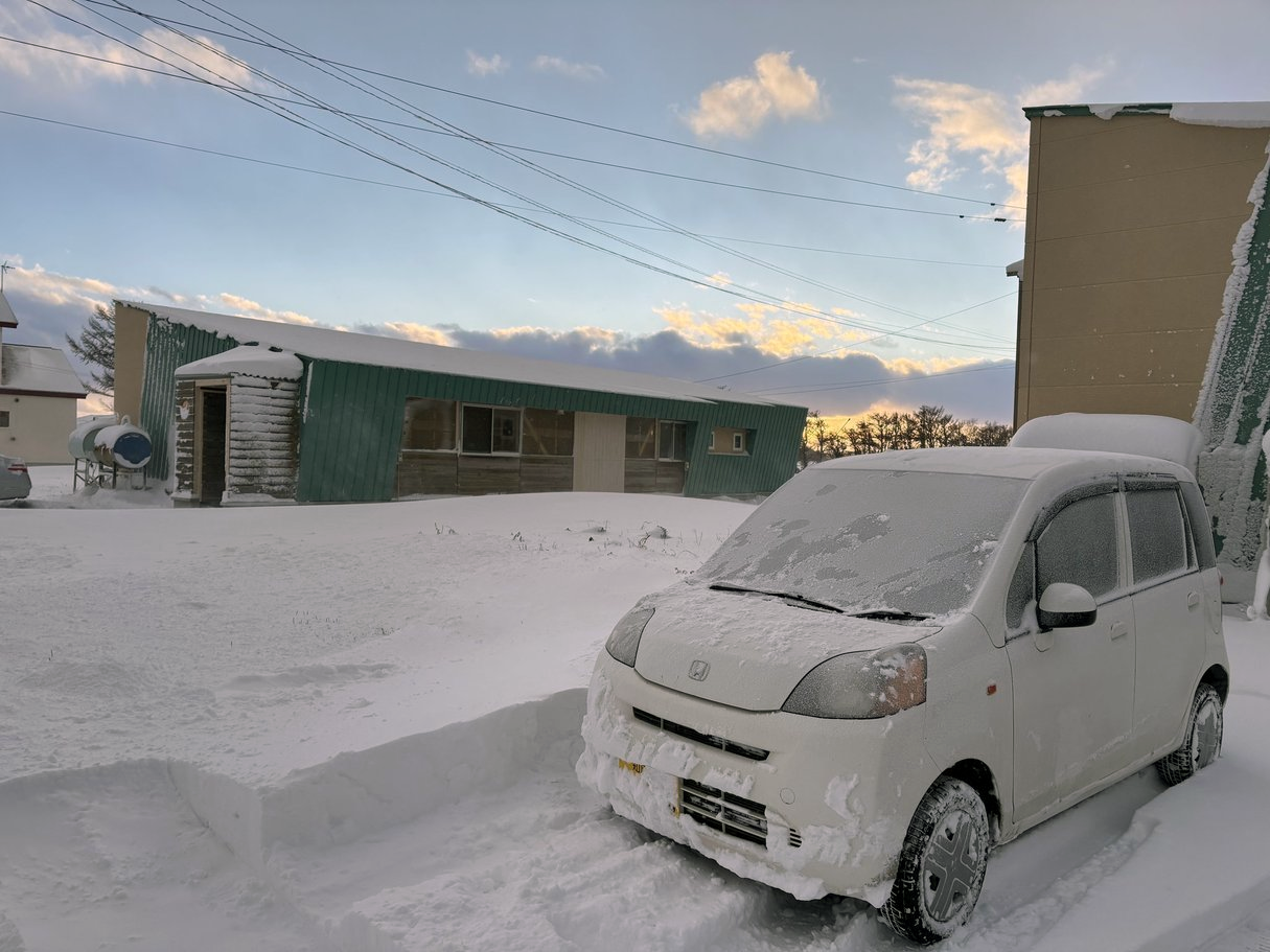 2025年12月12日の北海道・小清水町は結構積雪がありました！